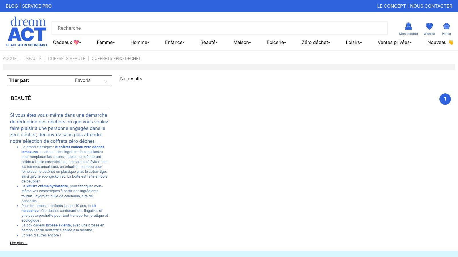 Sélection de produits zéro déchet et de coffrets cadeaux sur Dream Act