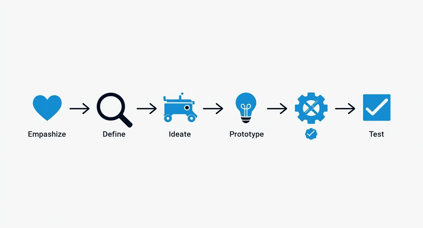 Infographic about design thinking process steps