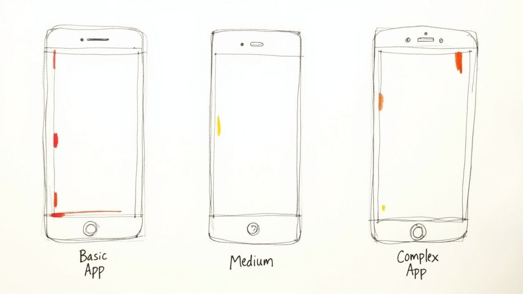 A person pointing at a screen showing graphs and charts, representing app budget planning.