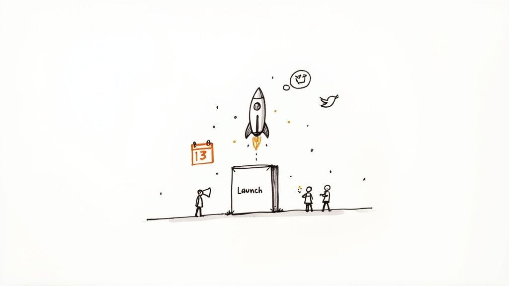 A group of team members looking at a board covered in sticky notes, asking questions and collaborating.