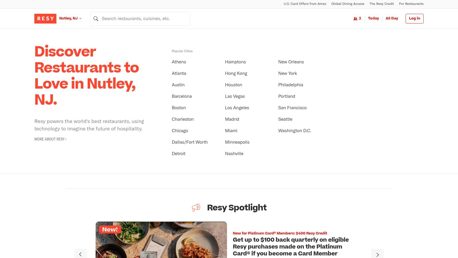 The Resy website interface showing restaurant listings, ideal for finding top-tier dining spots