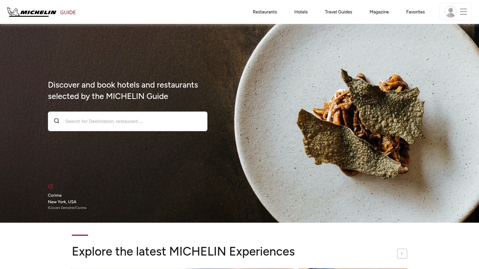 The MICHELIN Guide USA website interface showing a list of starred restaurants