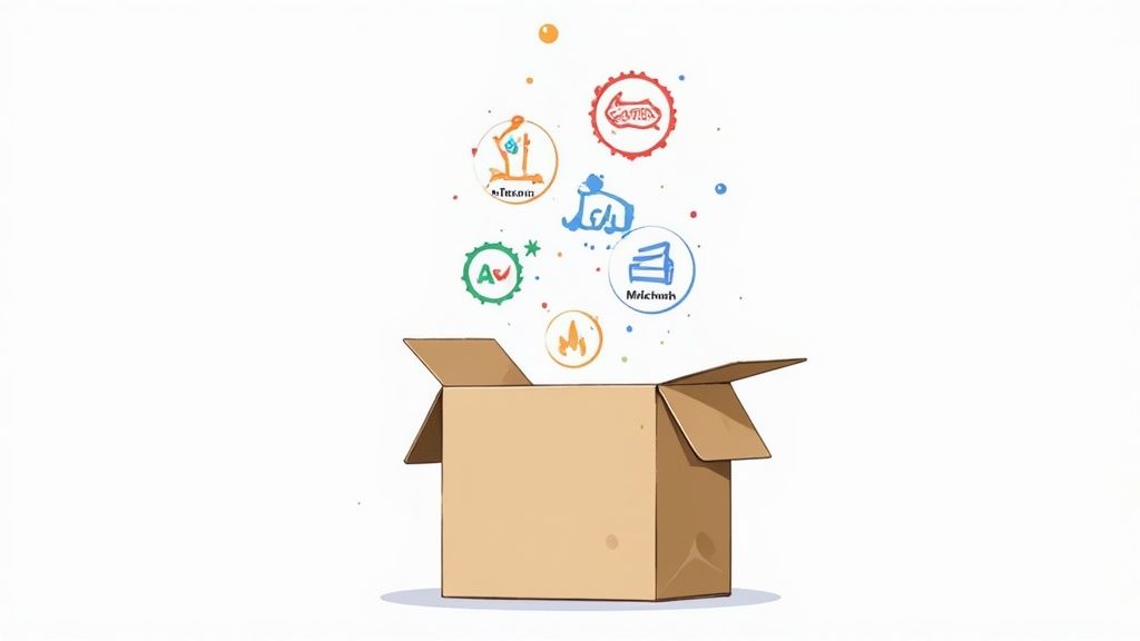 Digital marketing tools and certifications on a desk