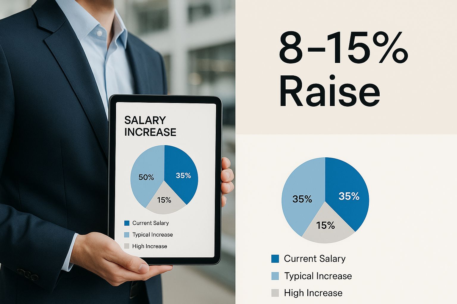 Infographic about promotion salary increase percentage