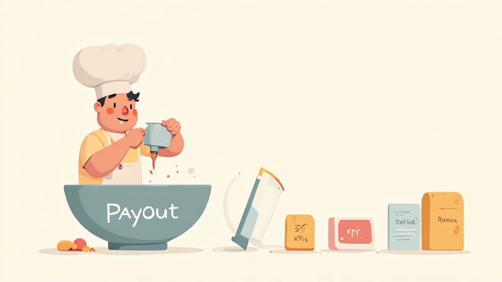 Calculator and charts illustrating performance pay calculations