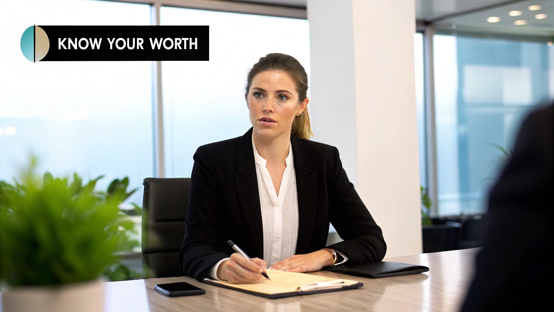 A group of professionals collaborating at a table, representing a successful salary negotiation discussion.