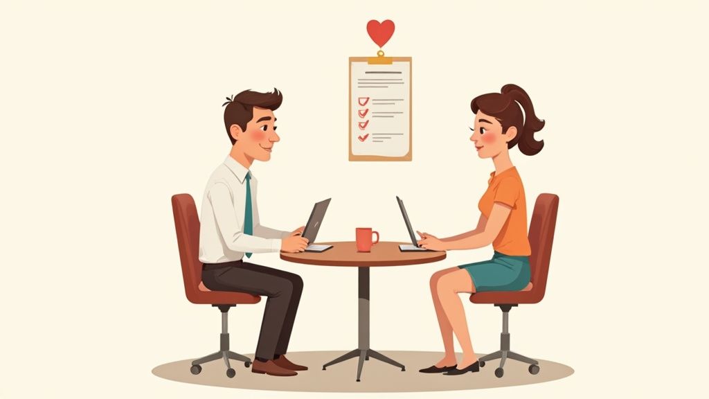 A peaceful office setting with plants and natural light, symbolizing a healthy work environment.