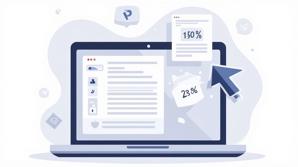 A close-up shot of a professional presenting their marketing portfolio on a tablet.