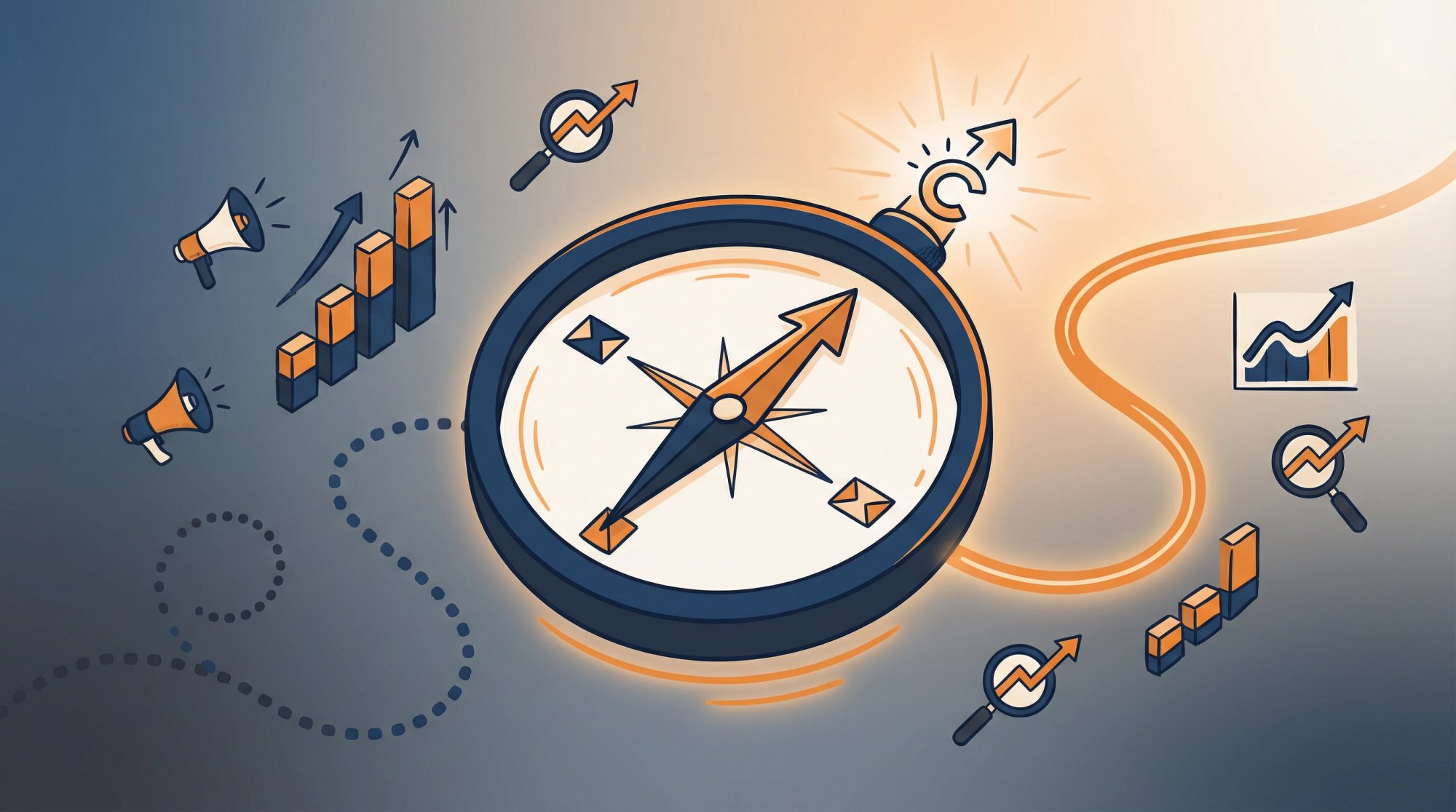 Modern compass pointing toward career clarity with salary data elements and success pathways