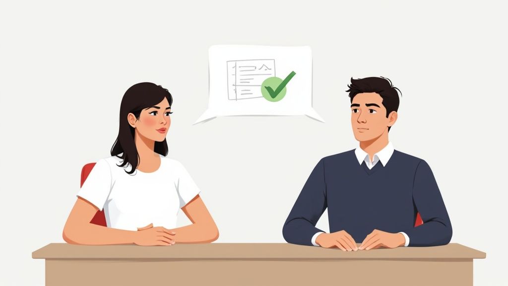 A team in a bright, modern office having a positive and transparent discussion around a table.