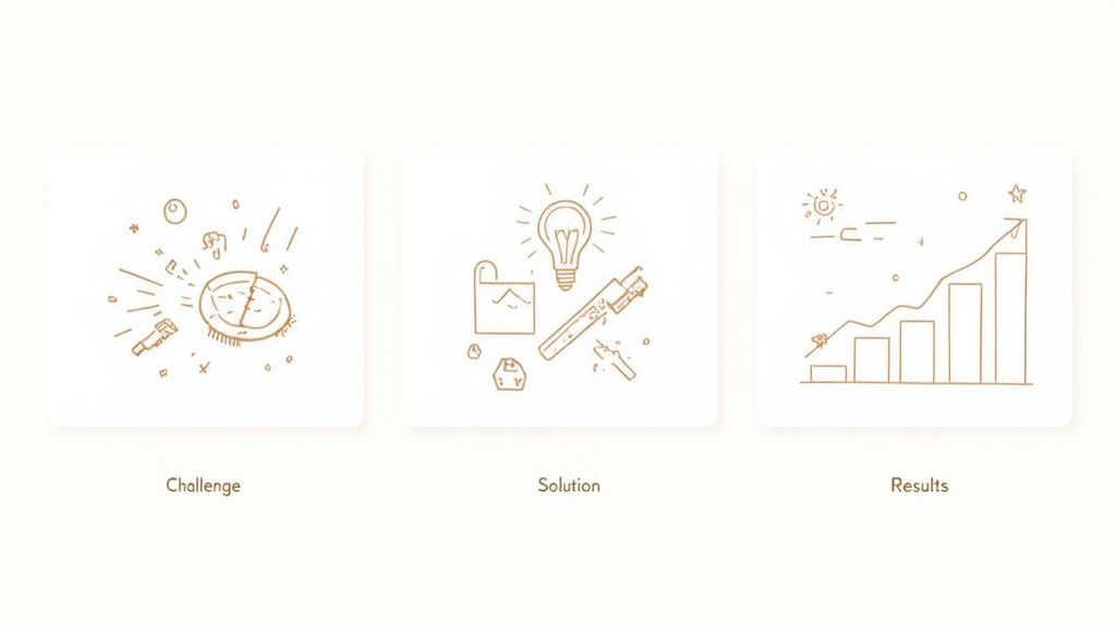 A close-up of a well-structured case study on a tablet, showcasing graphs and key metrics.