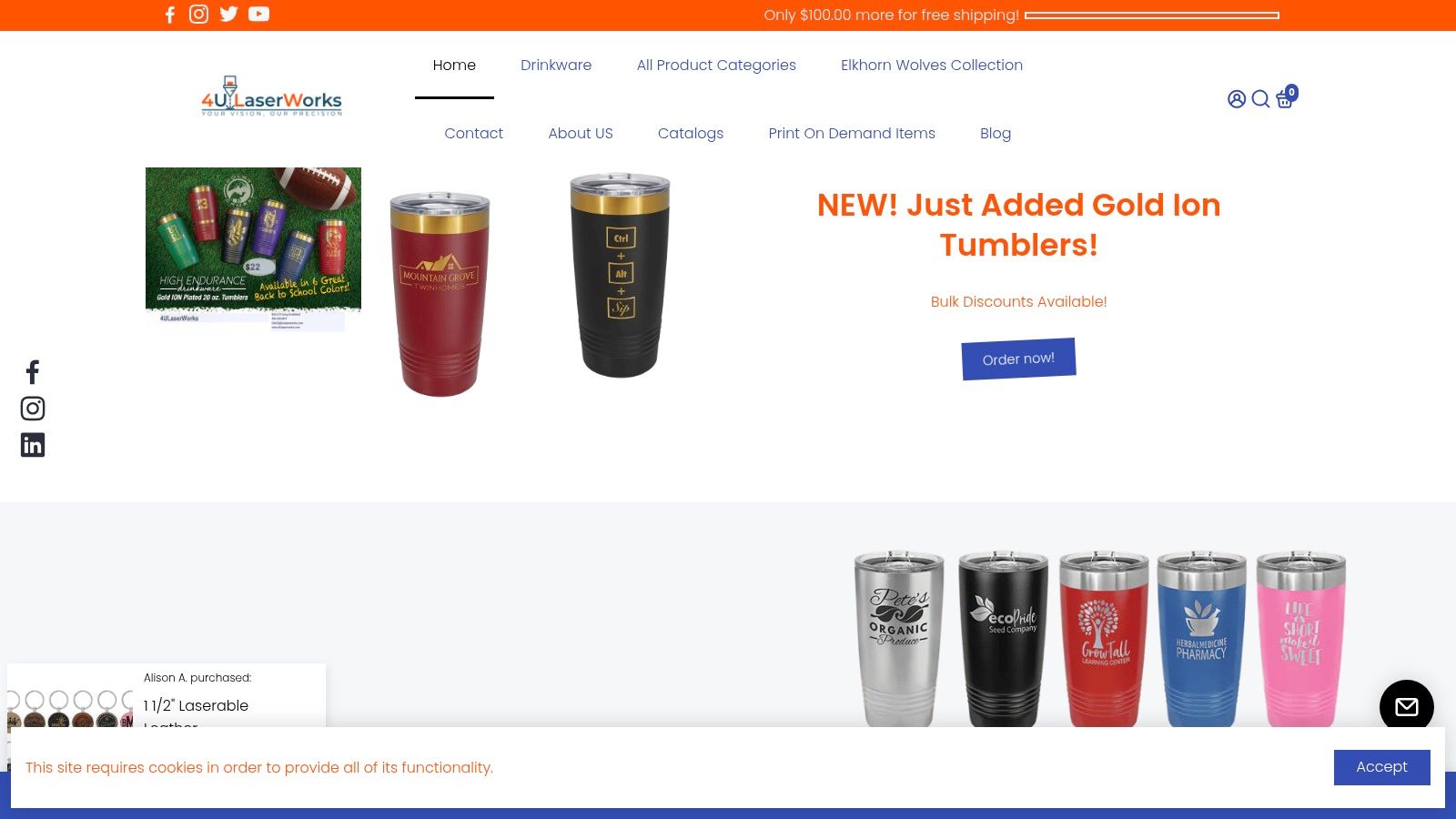 1. 4ULaserWorks: Premium Custom Drinkware for Lasting Impact