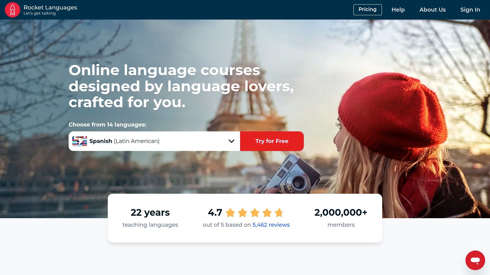 Rocket Languages dashboard showing progress and lesson modules
