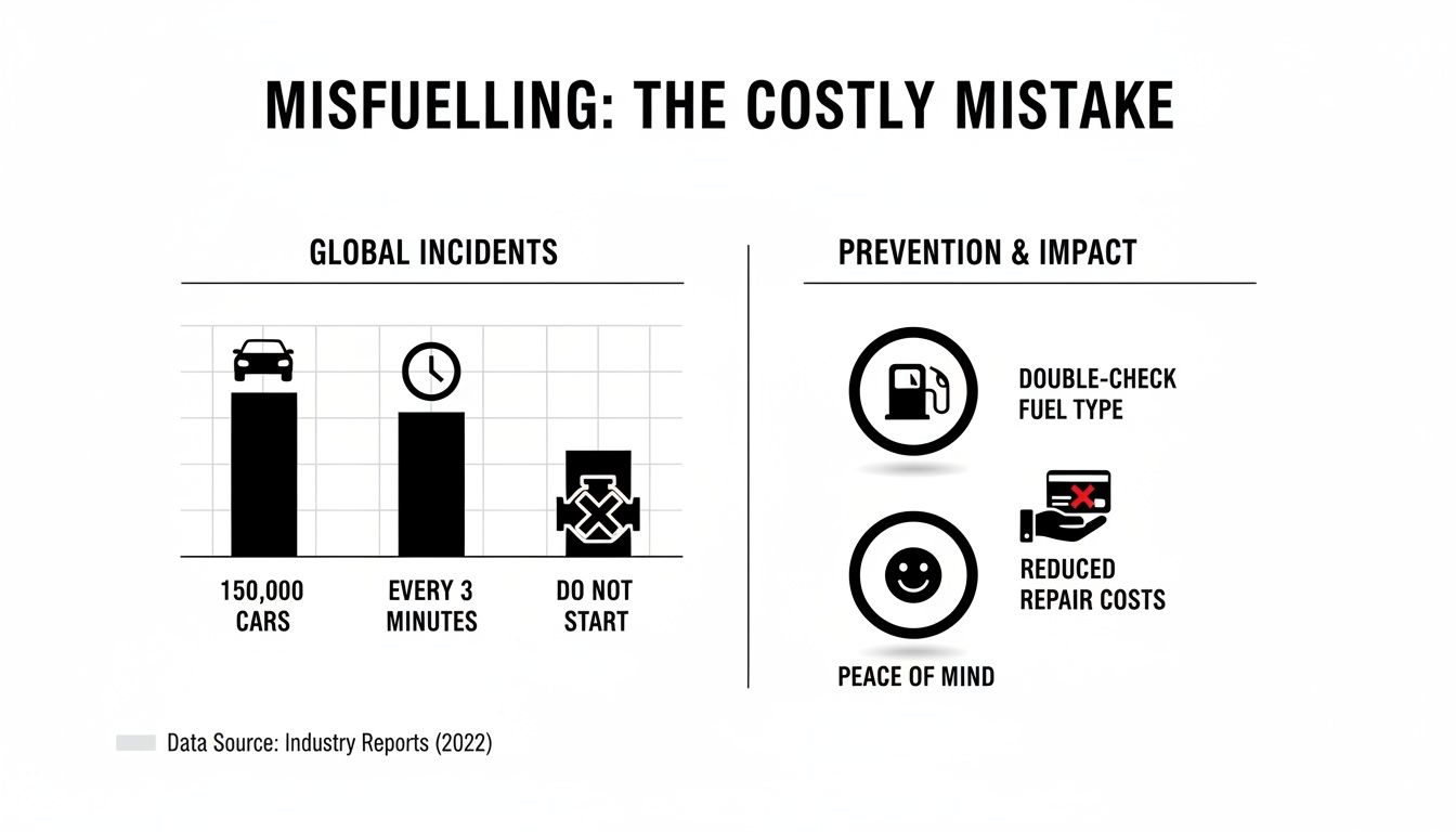 Infographic detailing global misfuelling incidents, prevention tips, and the positive impact of vigilance.