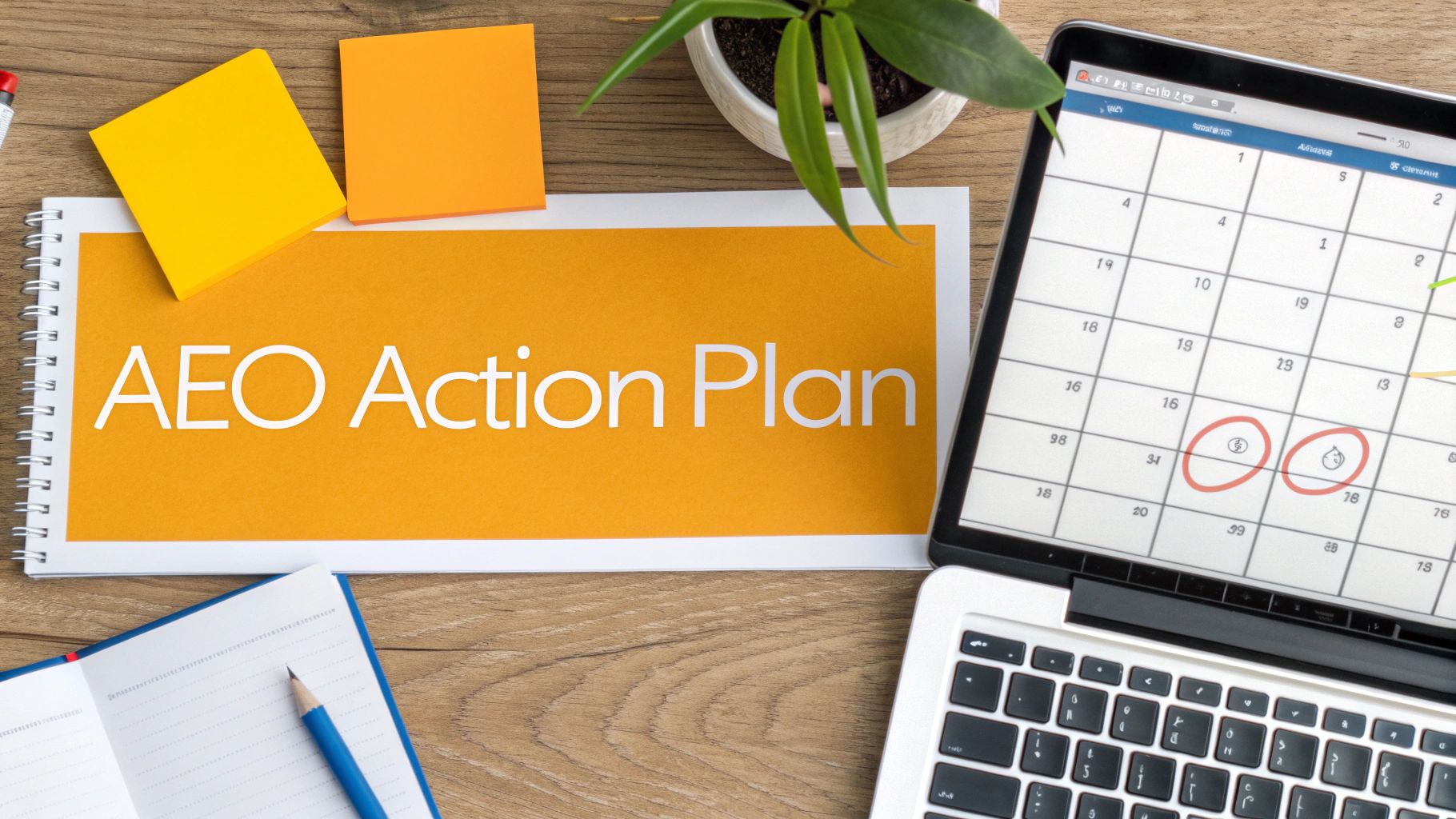 A person at a desk with a checklist, symbolizing a clear action plan for implementing Answer Engine Optimization.