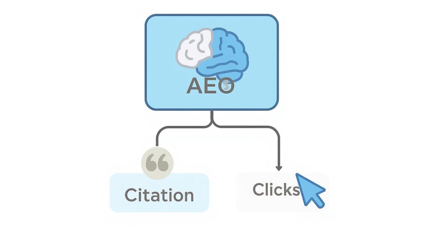 Infographic showing that AEO leads to both citations and clicks