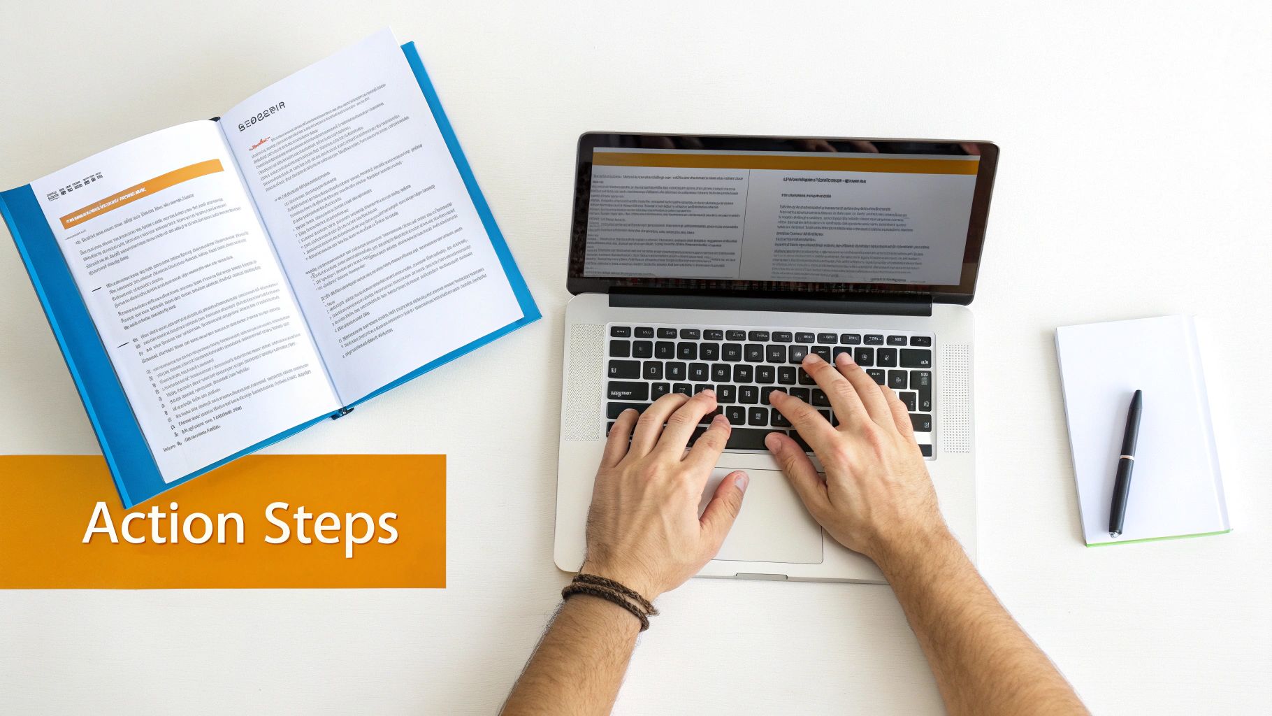 A person at a desk implementing AEO tactics on a computer with charts and graphs.