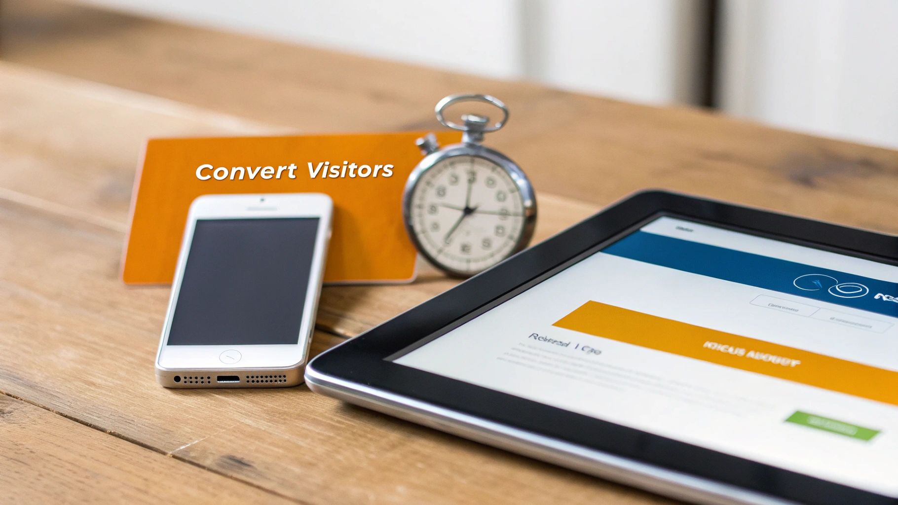A website design on a screen with optimization icons around it, representing lead capture.