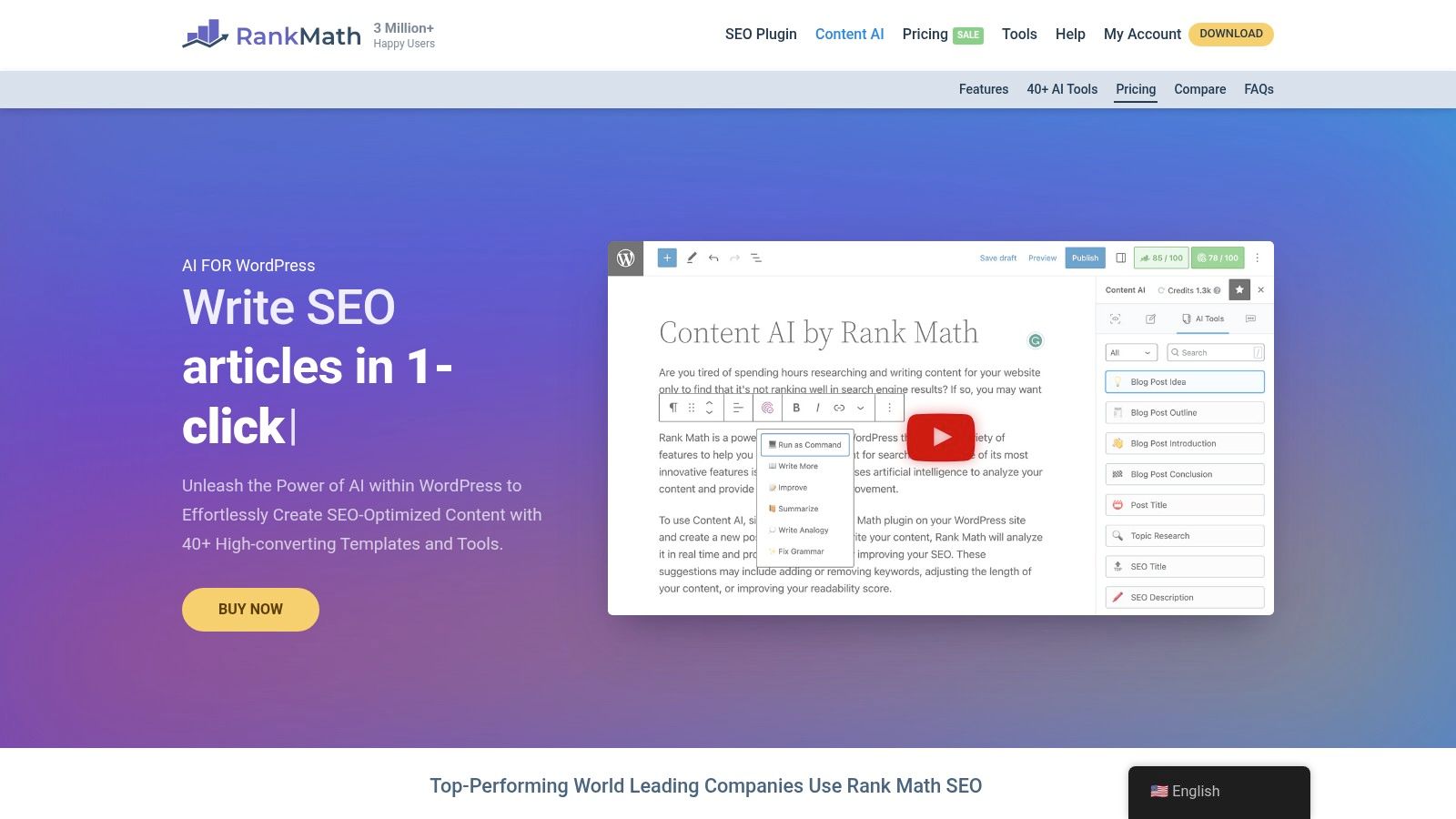 Rank Math – Content AI (WordPress)