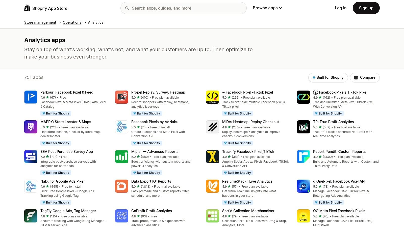 Shopify App Store — Analytics Apps