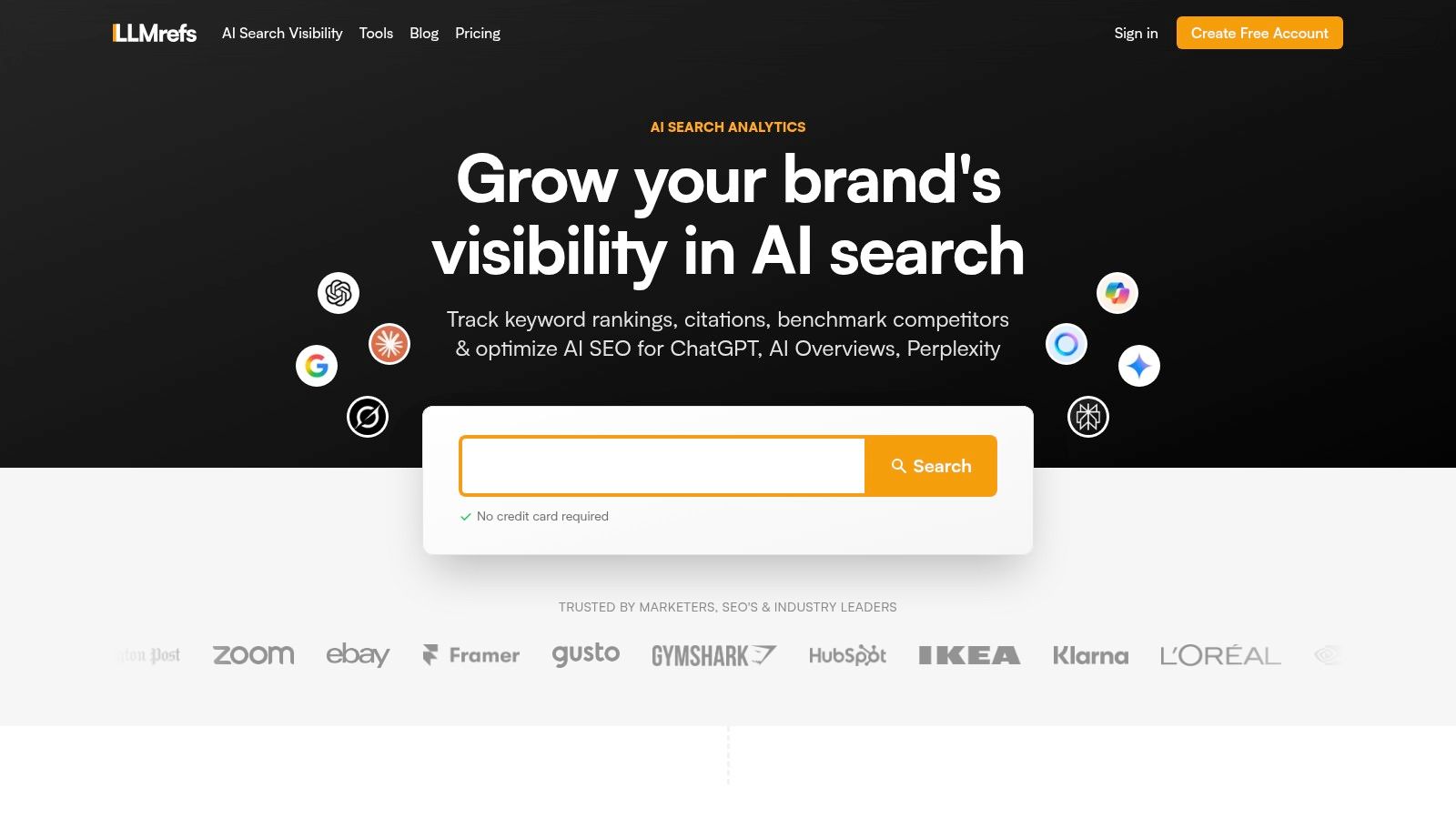 LLMrefs dashboard showing competitive share of voice in AI search
