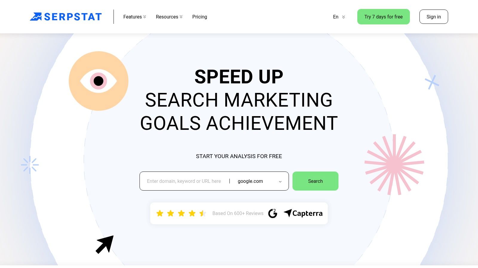 Serpstat's platform offers a comprehensive suite of SEO tools for agencies.