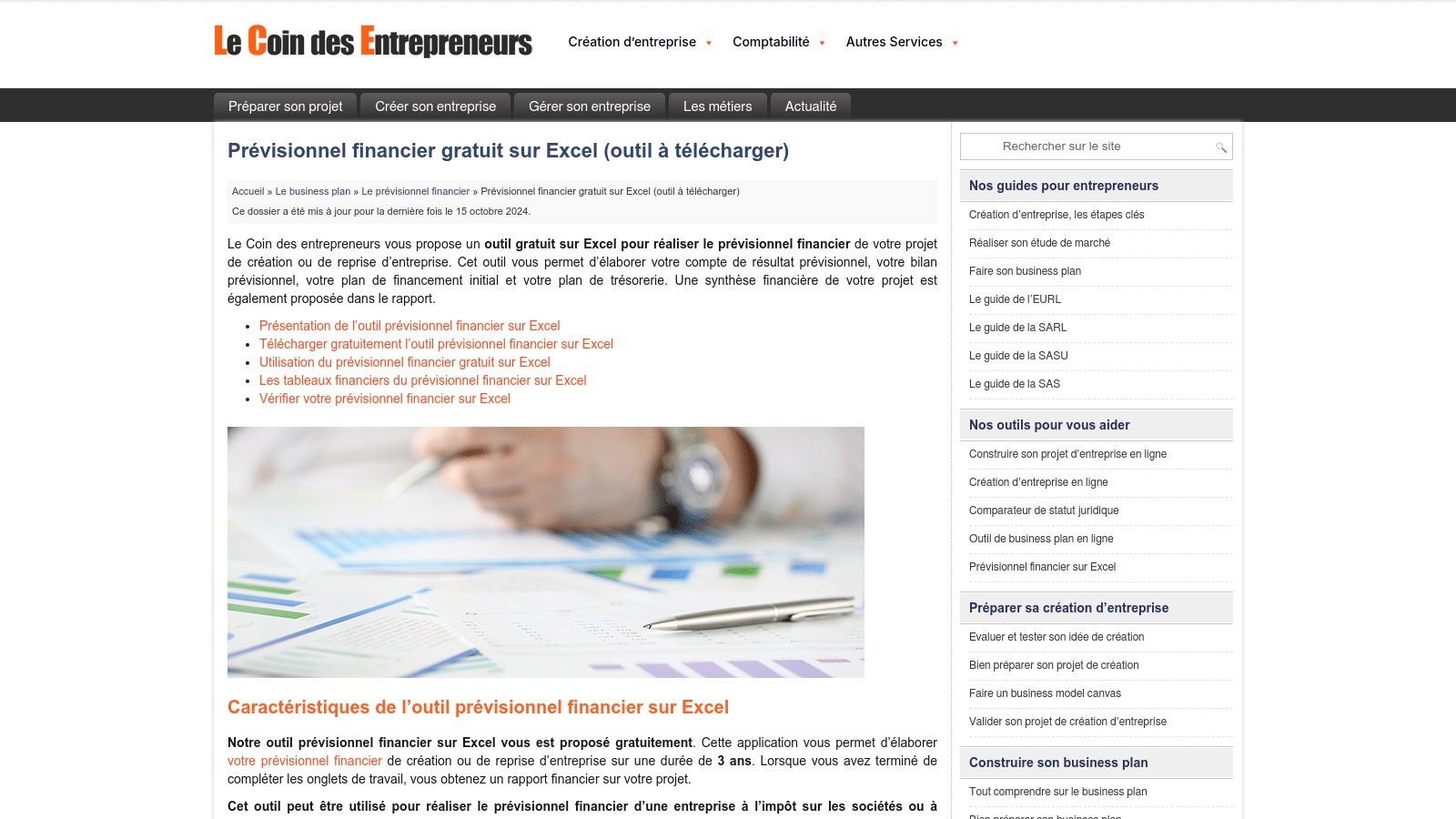 Le Coin des Entrepreneurs – Prévisionnel financier Excel (gratuit)