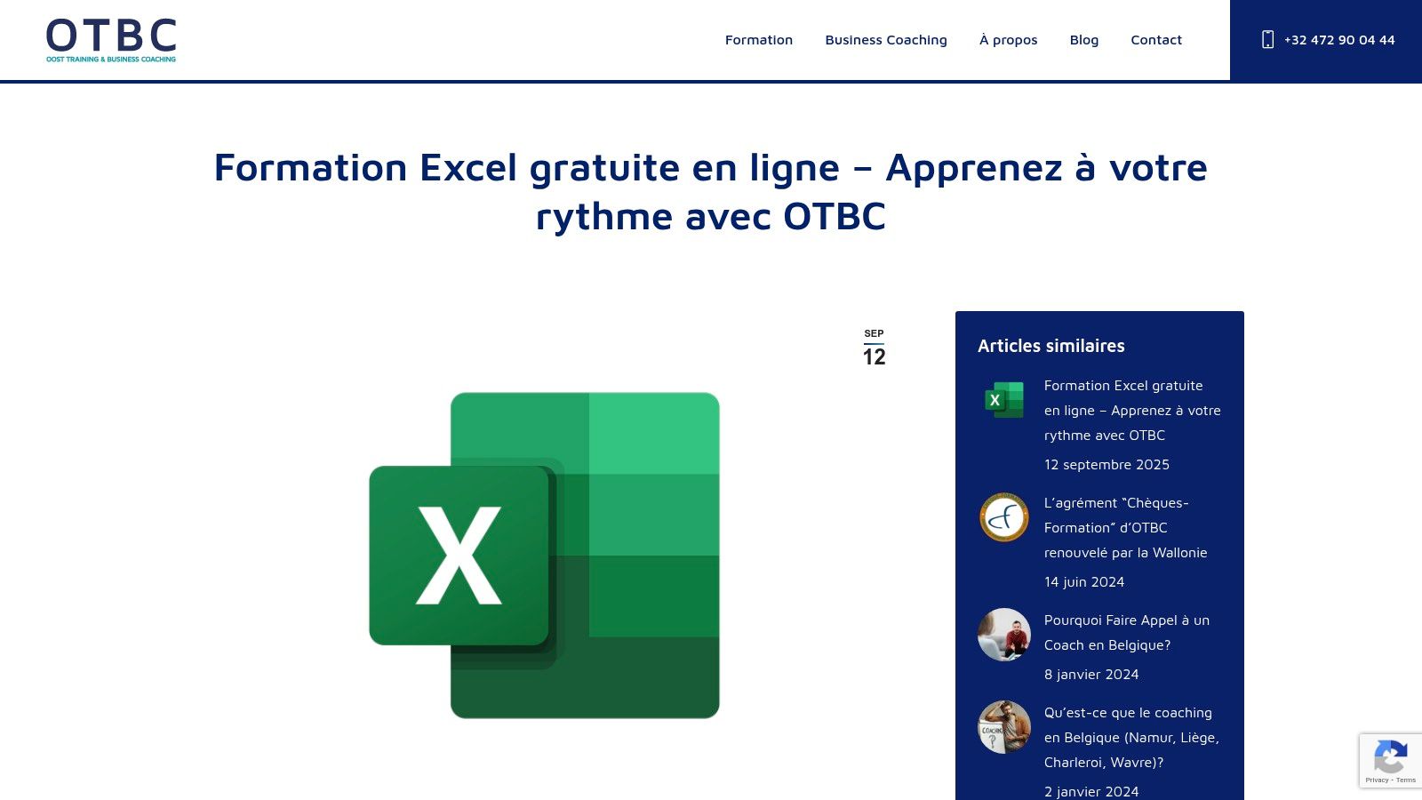 OTBC – Playlist YouTube / Formation Excel gratuite
