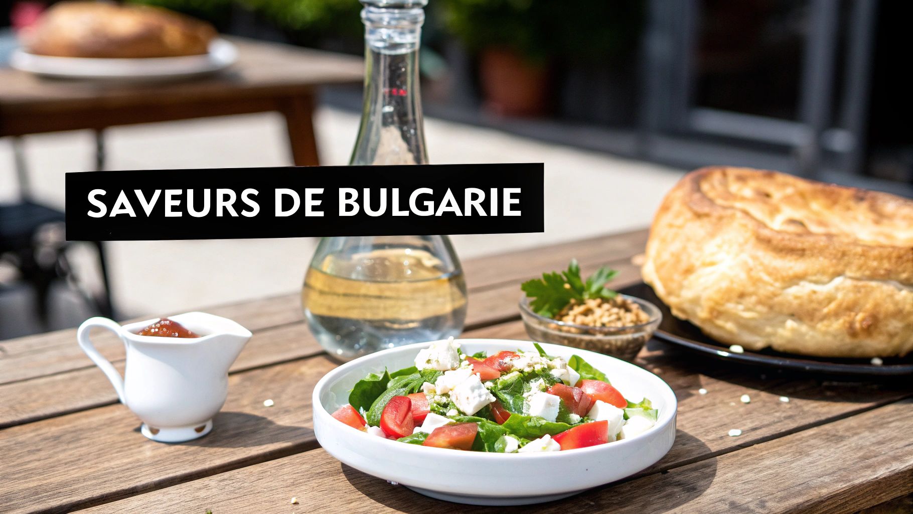 Salade Shopska fraîche et colorée, un plat incontournable de la cuisine bulgare.