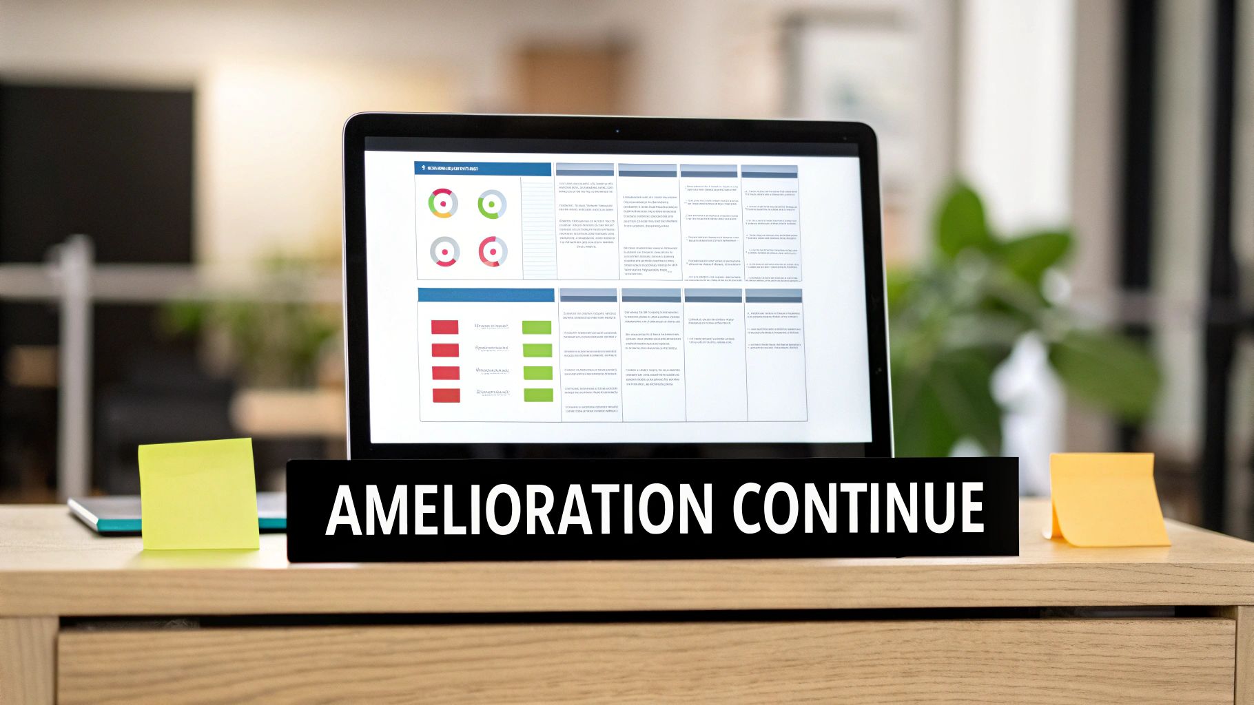 Une personne écrivant des notes sur un tableau blanc, symbolisant la planification et l'amélioration continue.