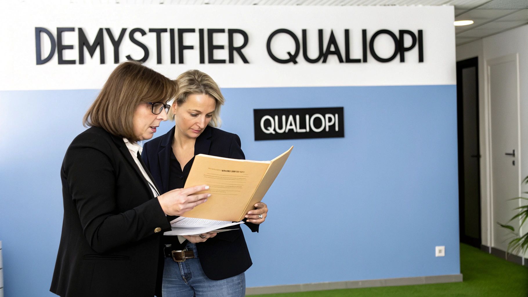 Une personne travaillant sur un ordinateur portable dans un bureau, symbolisant la préparation pour l'audit Qualiopi.