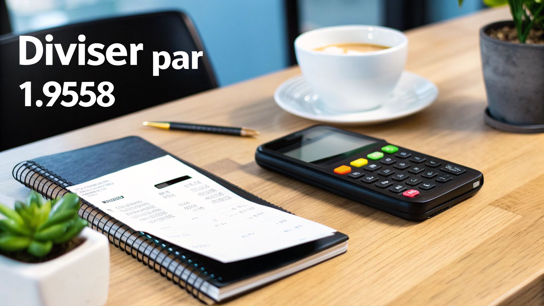 Personne calculant la conversion du lev en euro sur son téléphone dans un café en Bulgarie