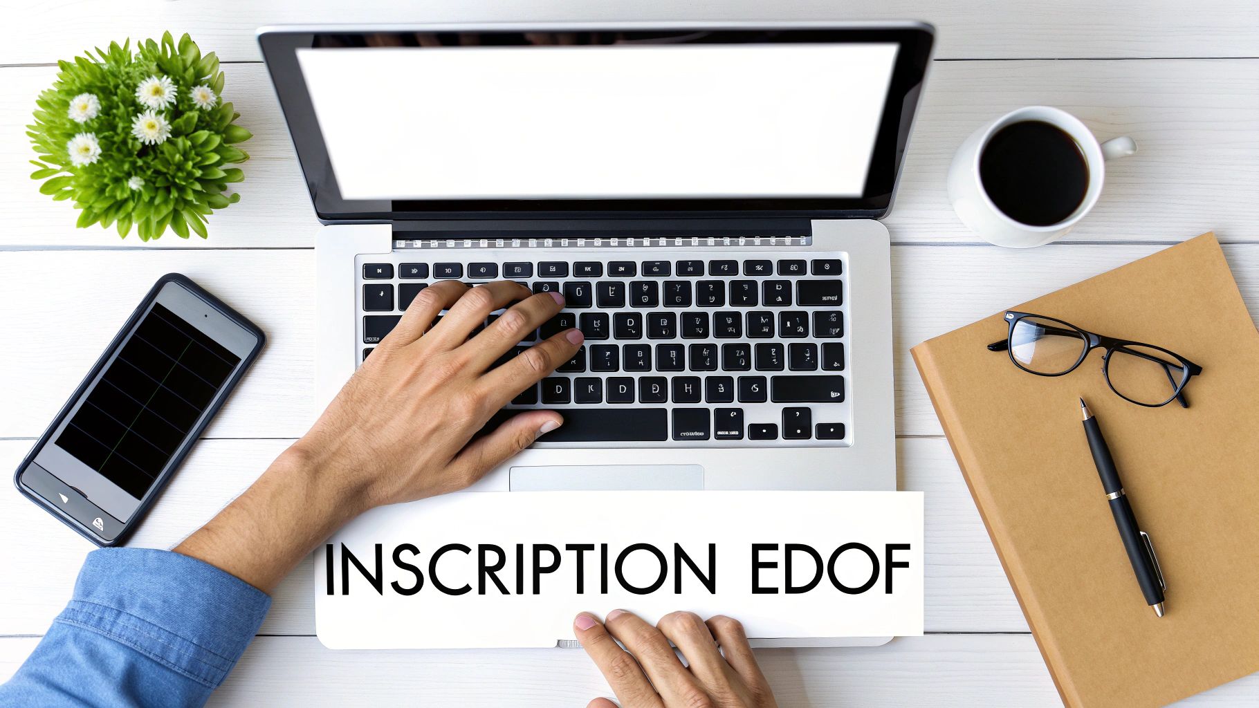 Une personne écrivant sur un carnet avec des icônes de graphiques de conversion et de cibles à côté, symbolisant la rédaction d'une offre performante.