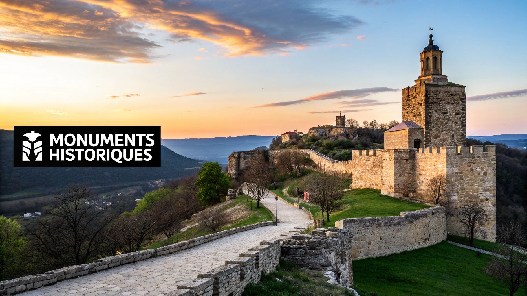 Vieille ville de Veliko Tarnovo avec la forteresse en arrière-plan