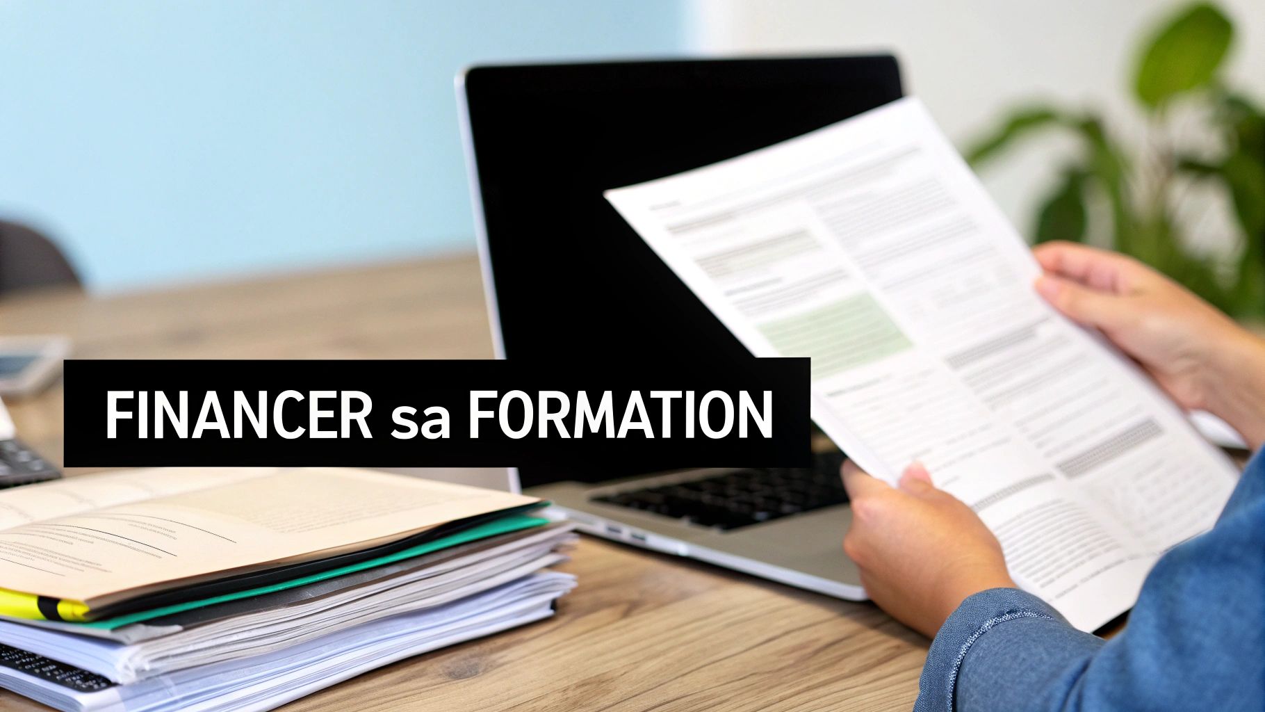 Une personne souriante utilise son ordinateur portable pour consulter son solde CPF.