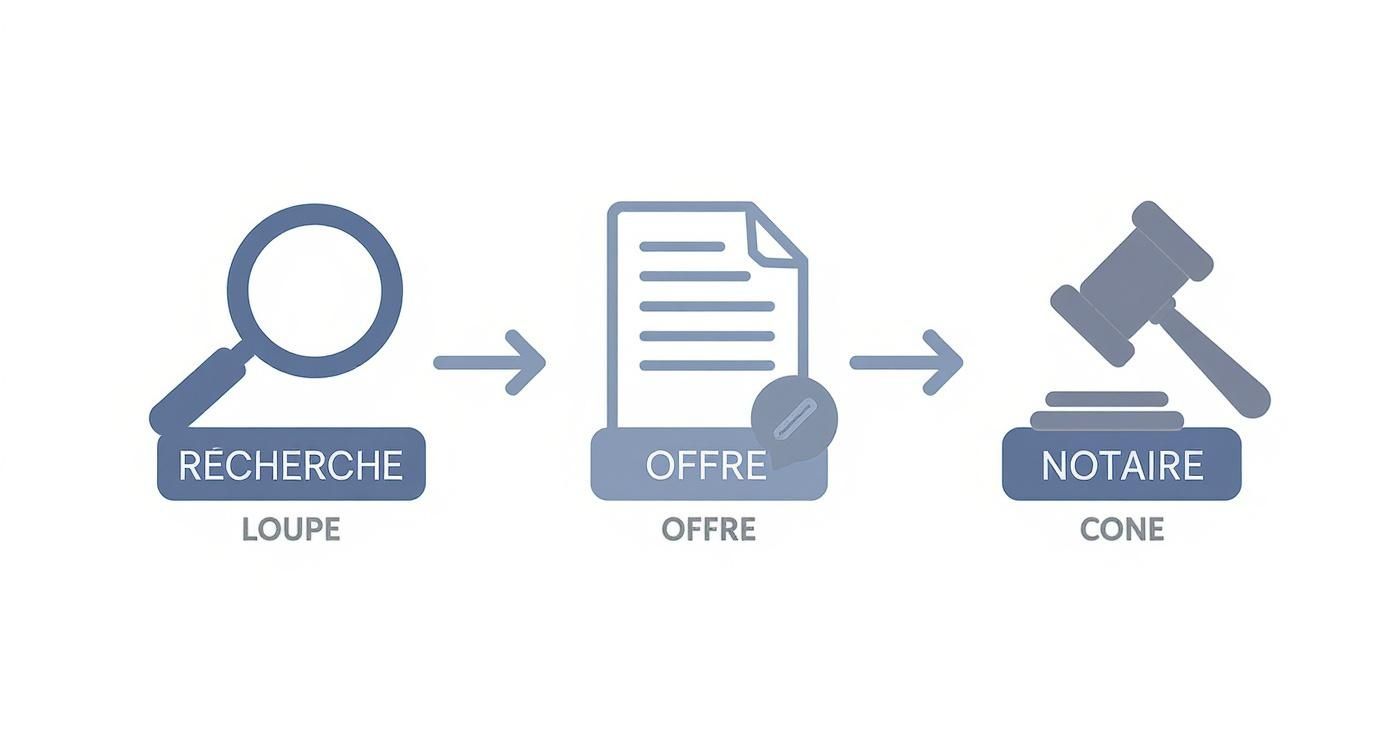 Processus d'achat immobilier en Bulgarie : recherche, offre et signature notariale illustrés étape par étape