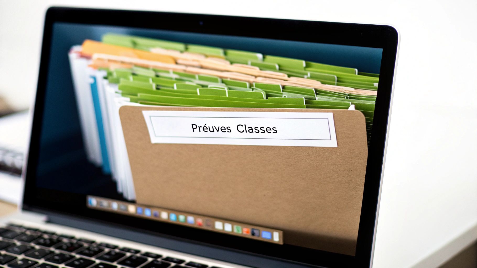 Personne organisant des dossiers numériques sur un écran, symbolisant la structuration des preuves Qualiopi