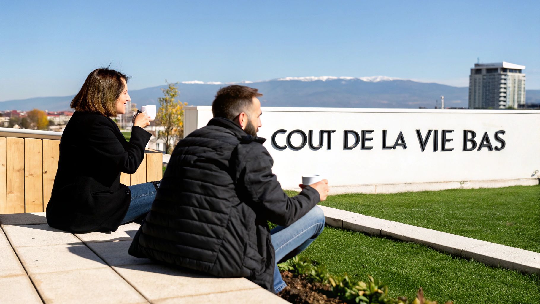 Paysage urbain de Sofia, Bulgarie, avec des montagnes en arrière-plan