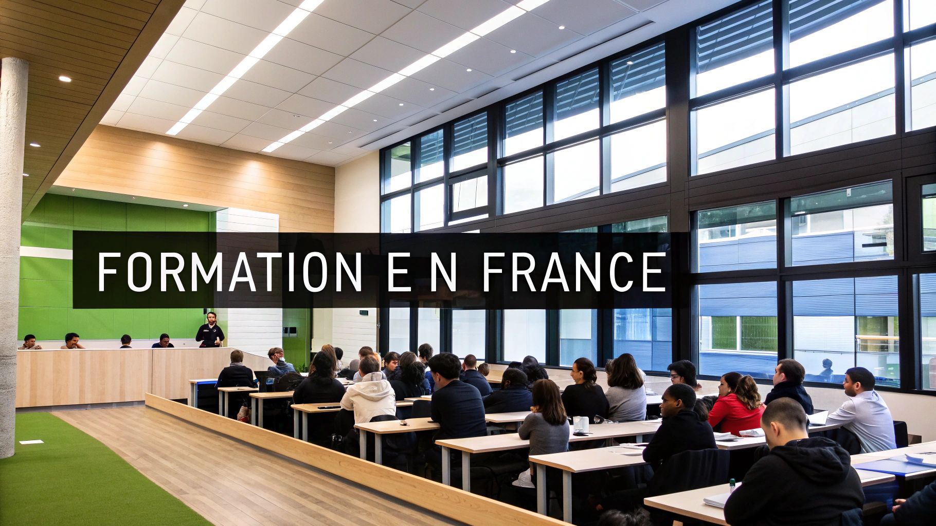 Un formateur expliquant un concept technique à un groupe dans une salle de formation.