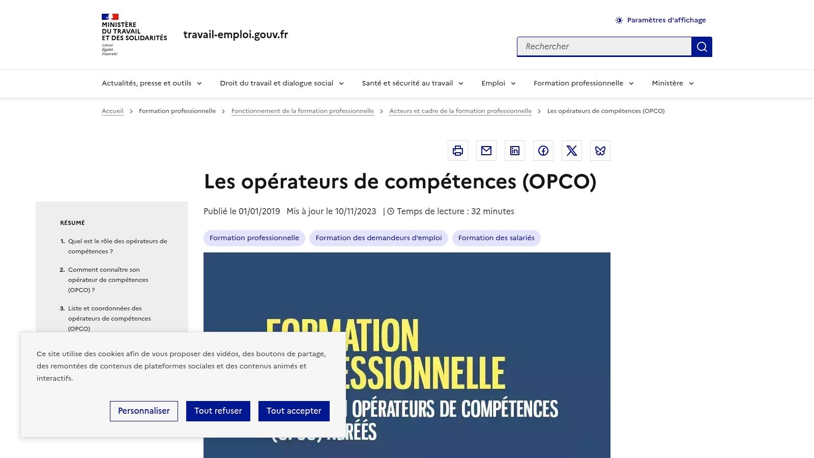 Ministère du Travail – Les opérateurs de compétences (OPCO)