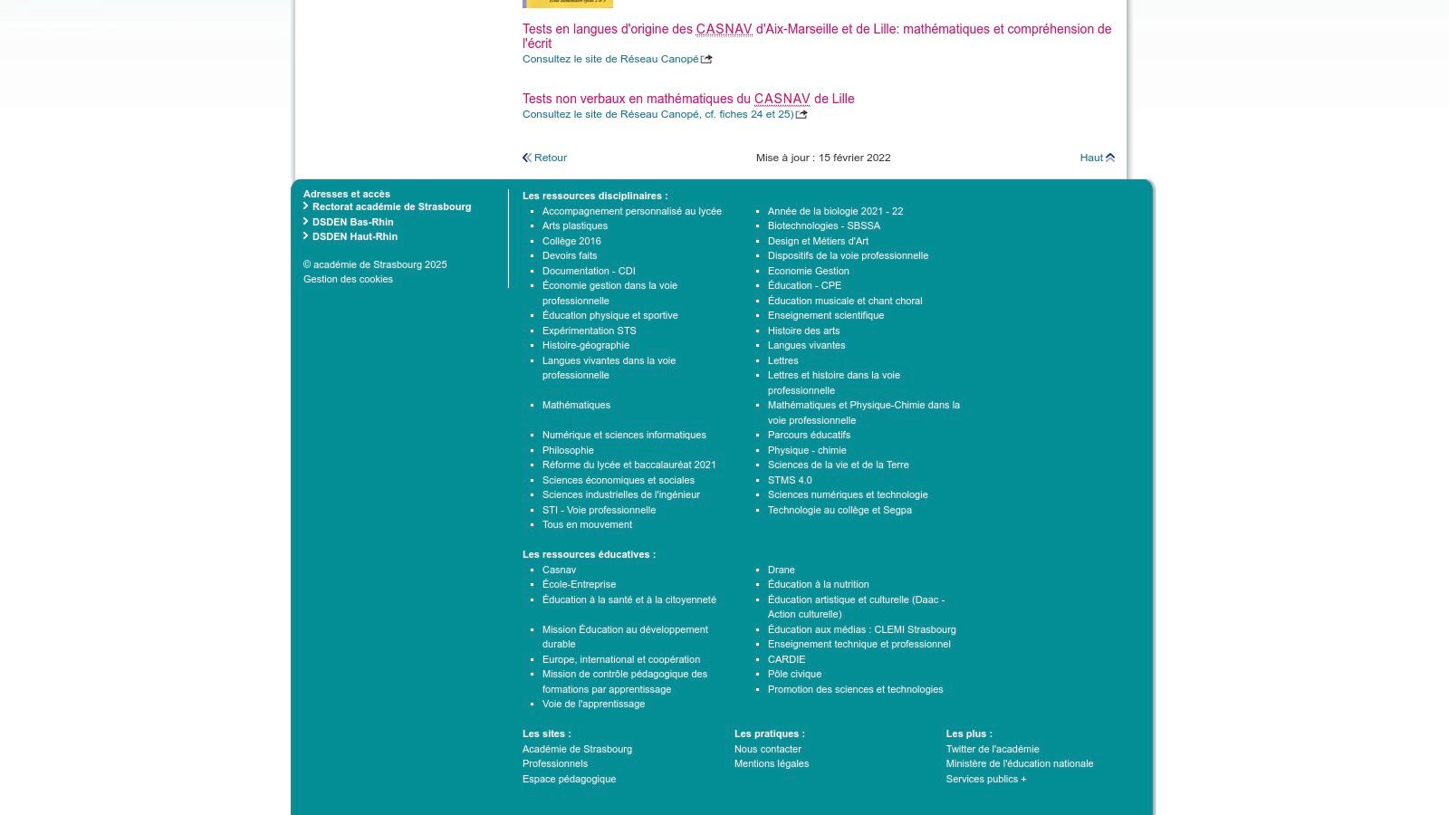 CASNAV Académie de Strasbourg – Outils de positionnement