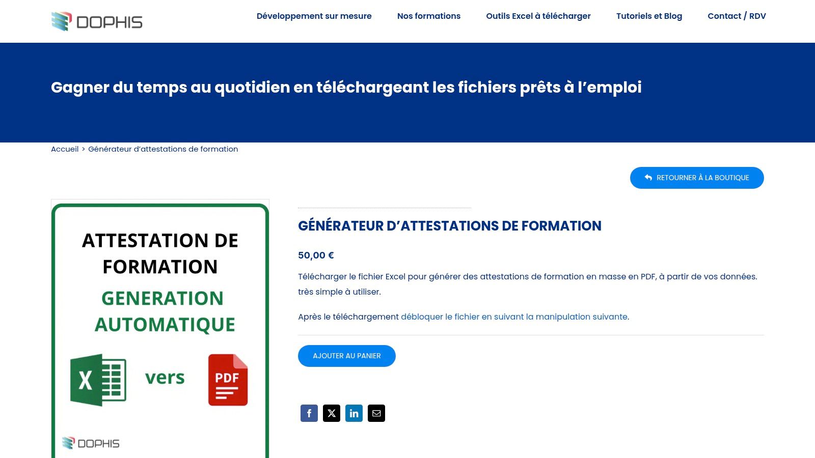 Dophis – Générateur Excel → attestations PDF