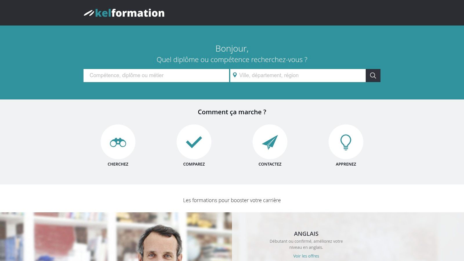 Interface du site Kelformation