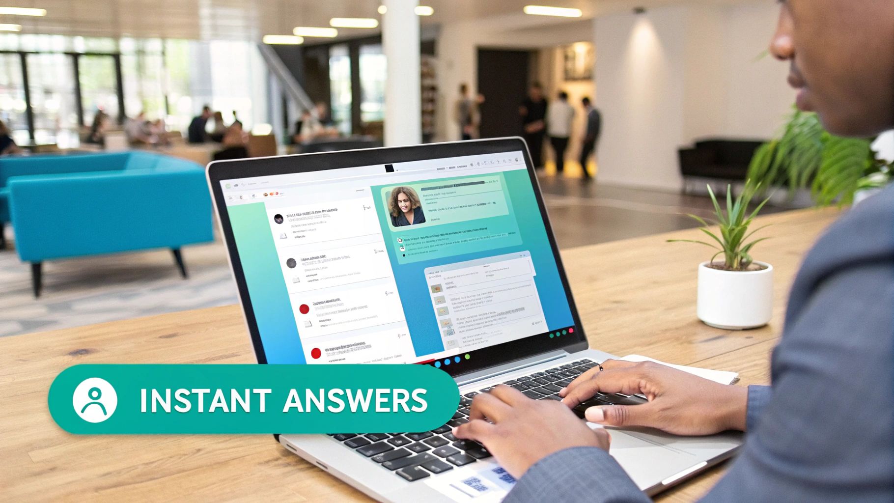 A team collaborating efficiently in a modern office with integrated technology