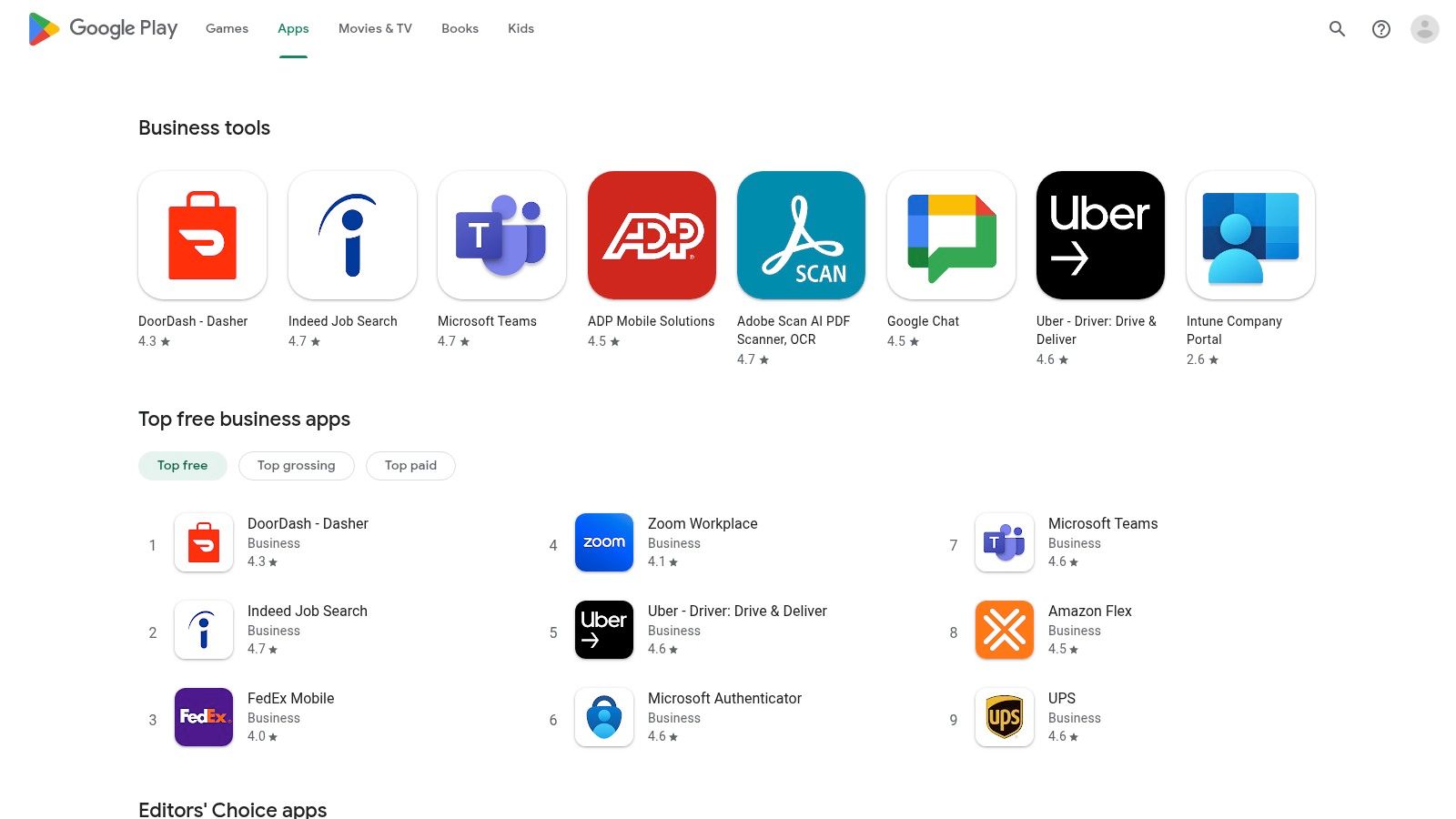Google Play Store (Business category)
