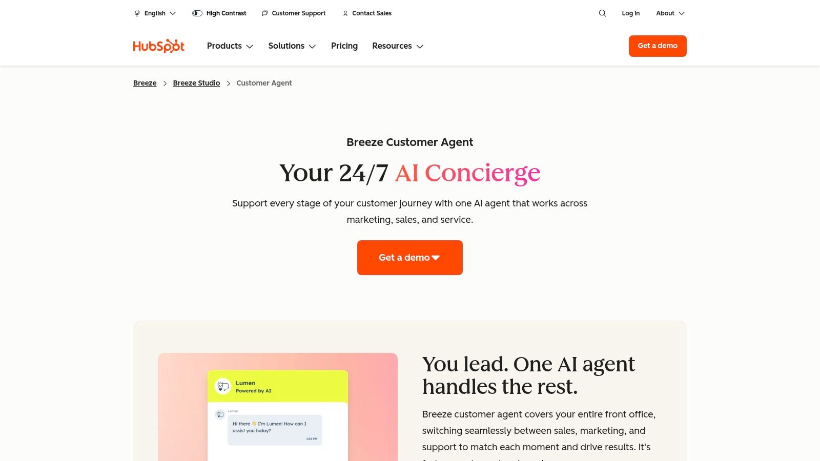 HubSpot Service Hub (Breeze AI Customer Agent)