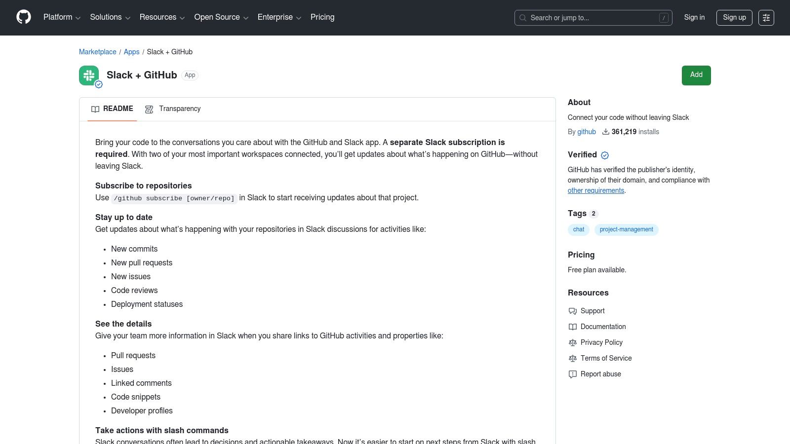 GitHub Marketplace – Slack apps and official GitHub + Slack