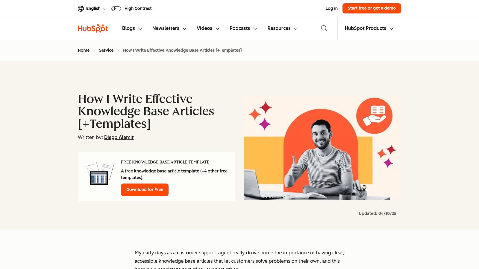 HubSpot Service Hub (Knowledge Base templates & tools)