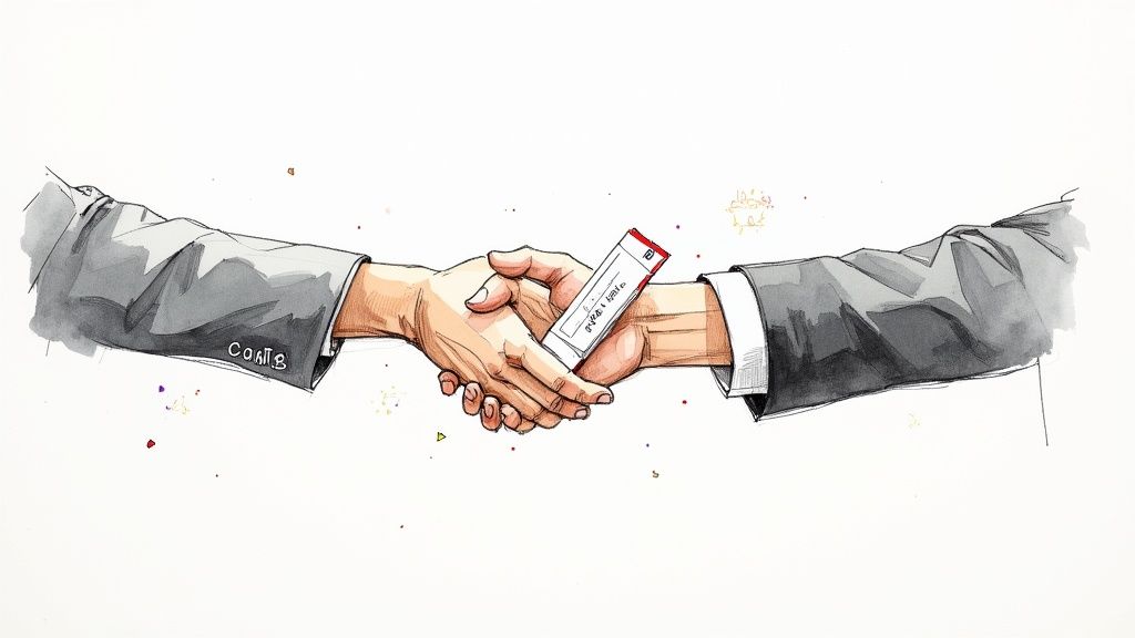 A close-up of a person's hands typing on a laptop, signifying the process of writing an artist bio.