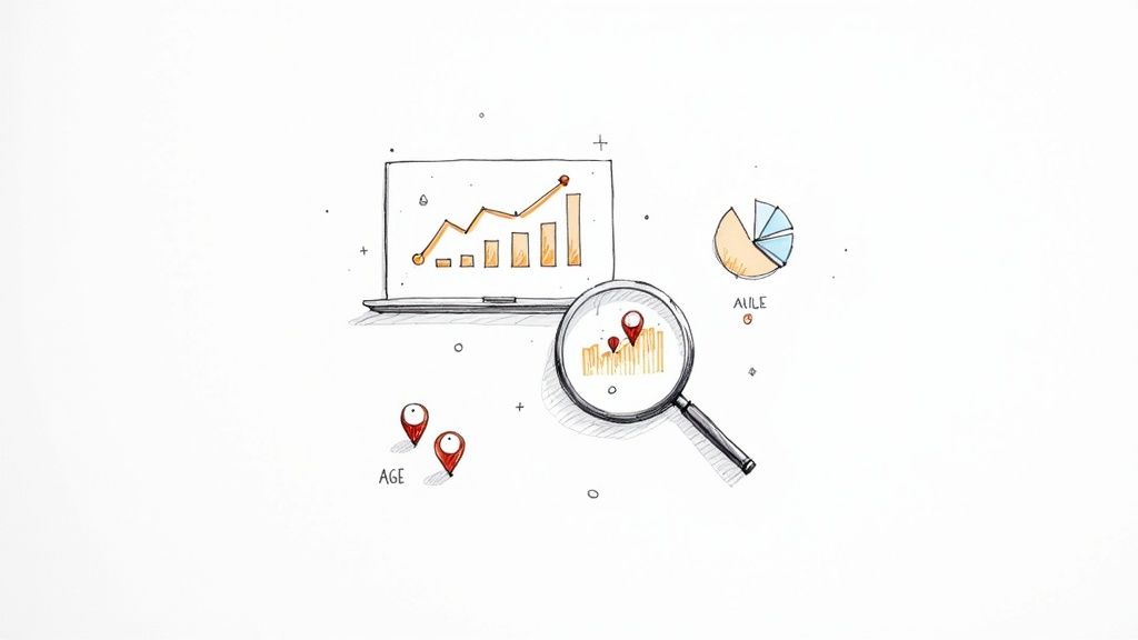 A musician analyzing data on a laptop and phone, showing graphs and charts.